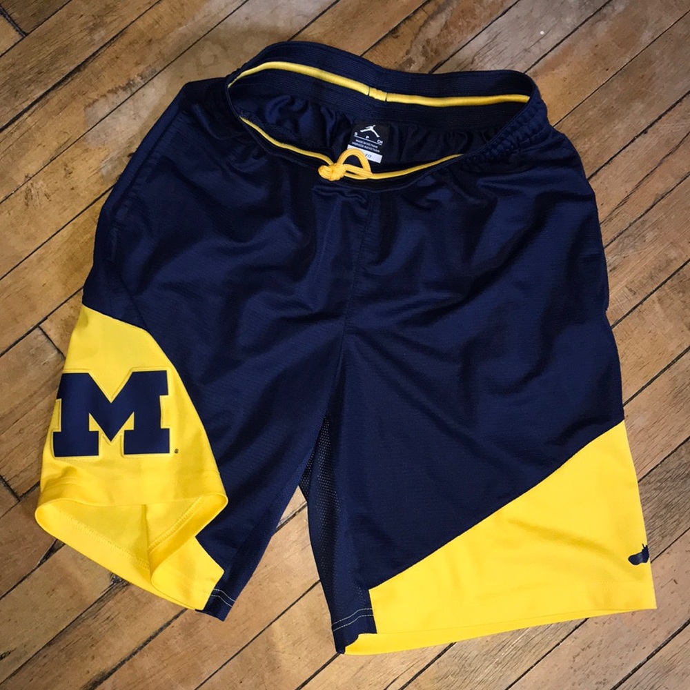 Jordan Men's Navy and Yellow Basketball Shorts with Michigan Wolverines